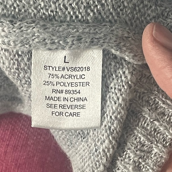 🆕 Adrienne Vittadini gray fall sweater ruffle womens size Large office preppy - Picture 12 of 12